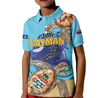 Little Cayman Map Sea Turtle Kid Polo Shirt Ocean Vibes