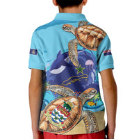 Little Cayman Map Sea Turtle Kid Polo Shirt Ocean Vibes