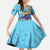 Little Cayman Map Sea Turtle Kid Short Sleeve Dress Ocean Vibes
