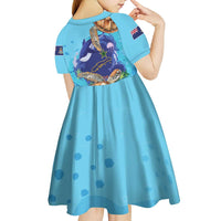 Little Cayman Map Sea Turtle Kid Short Sleeve Dress Ocean Vibes
