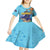 Little Cayman Map Sea Turtle Kid Short Sleeve Dress Ocean Vibes