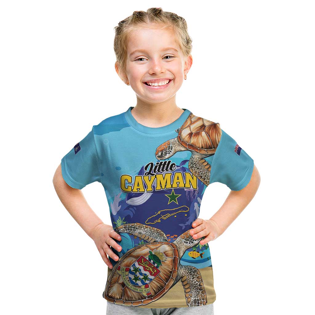 Little Cayman Map Sea Turtle Kid T Shirt Ocean Vibes