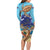 Little Cayman Map Sea Turtle Long Sleeve Bodycon Dress Ocean Vibes