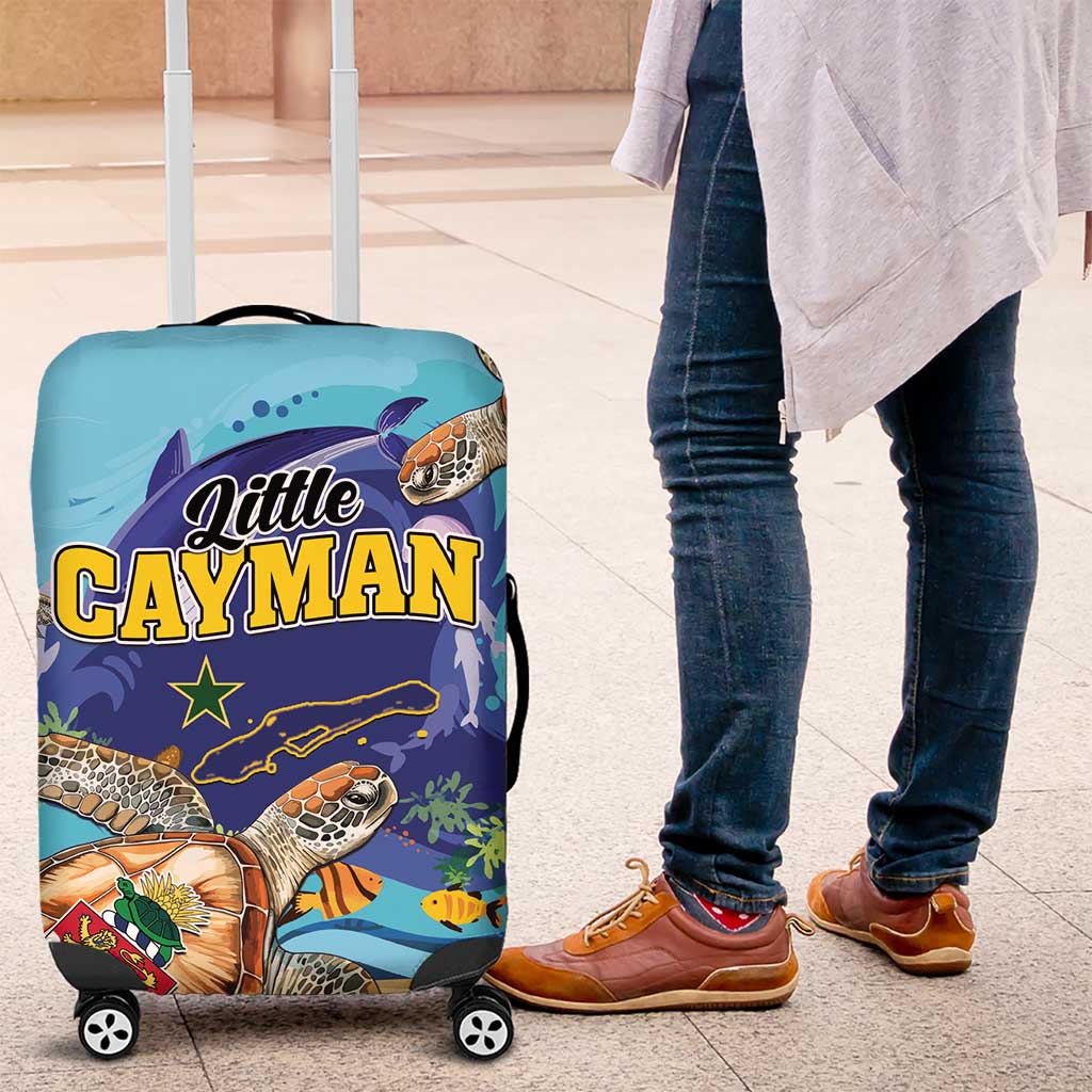 Little Cayman Map Sea Turtle Luggage Cover Ocean Vibes