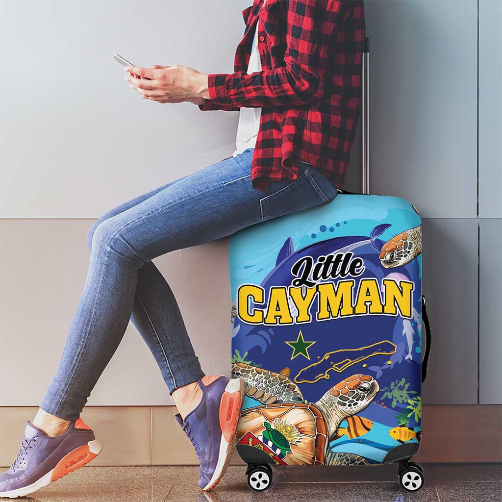 Little Cayman Map Sea Turtle Luggage Cover Ocean Vibes