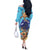 Little Cayman Map Sea Turtle Off The Shoulder Long Sleeve Dress Ocean Vibes