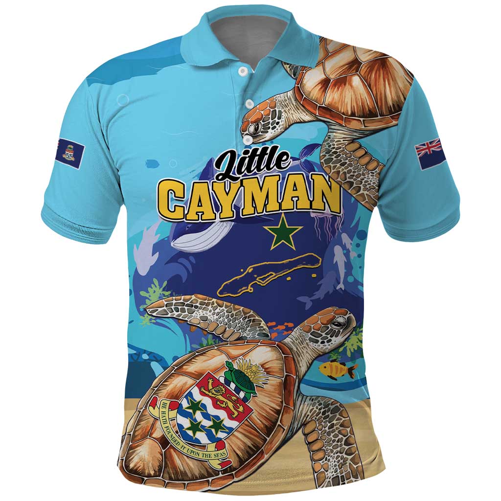 Little Cayman Map Sea Turtle Polo Shirt Ocean Vibes