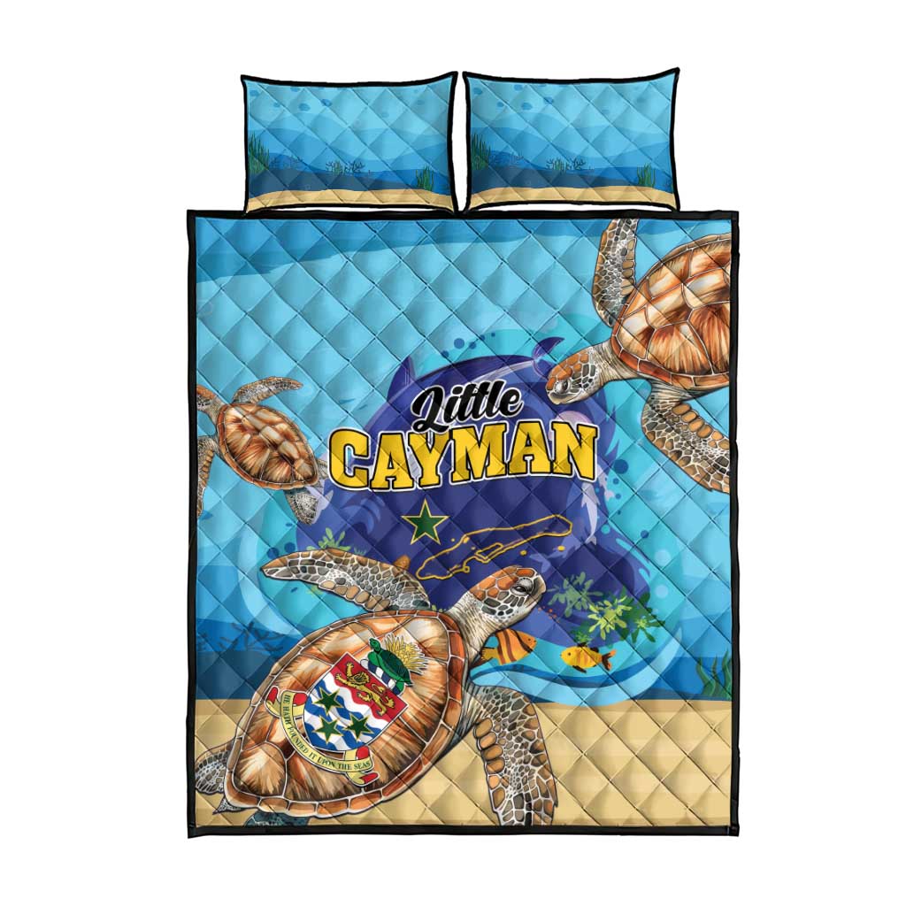 Little Cayman Map Sea Turtle Quilt Bed Set Ocean Vibes