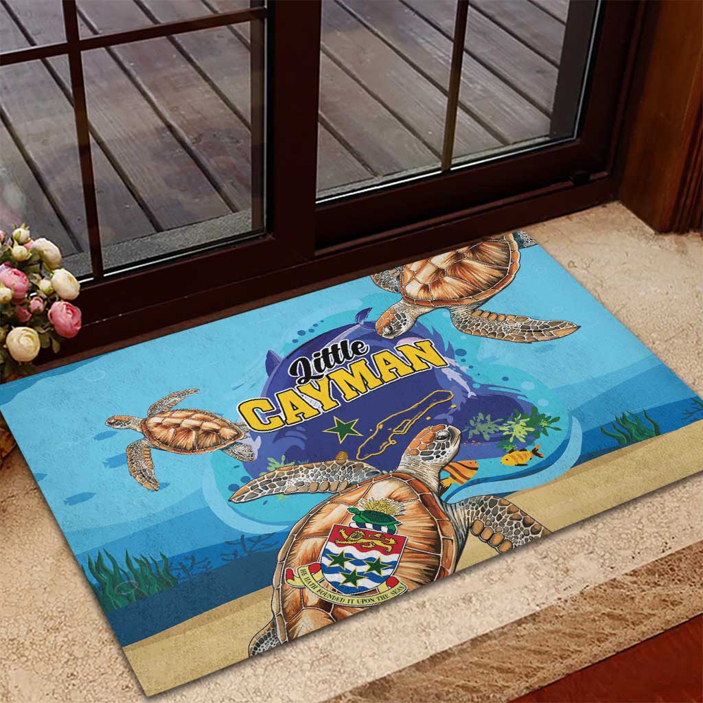 Little Cayman Map Sea Turtle Rubber Doormat Ocean Vibes