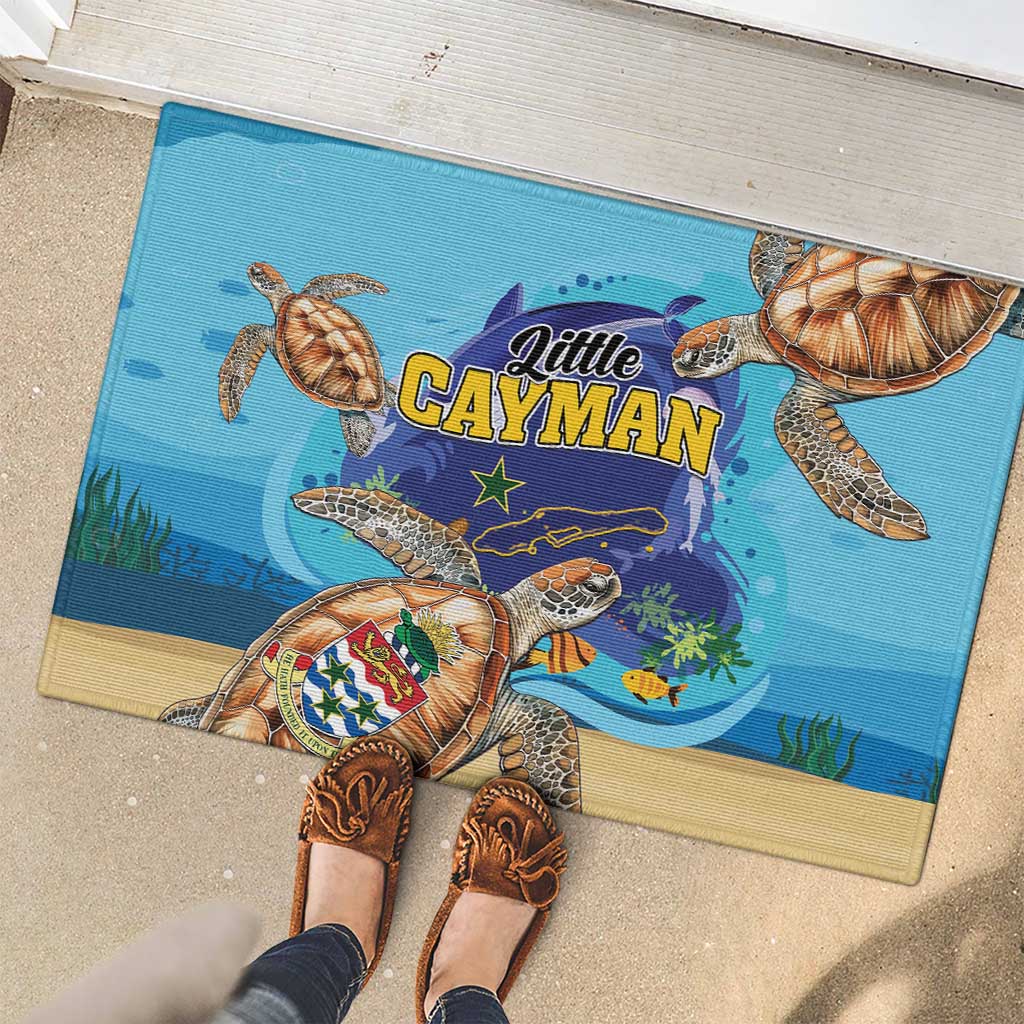 Little Cayman Map Sea Turtle Rubber Doormat Ocean Vibes