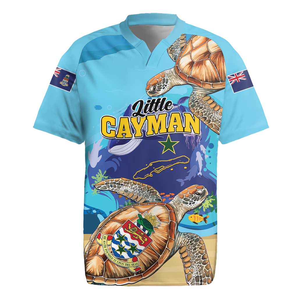 Little Cayman Map Sea Turtle Rugby Jersey Ocean Vibes