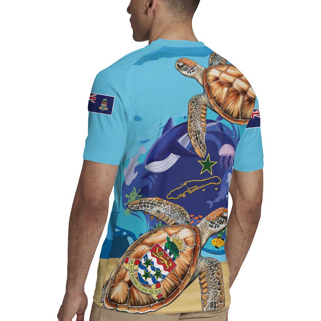 Little Cayman Map Sea Turtle Rugby Jersey Ocean Vibes
