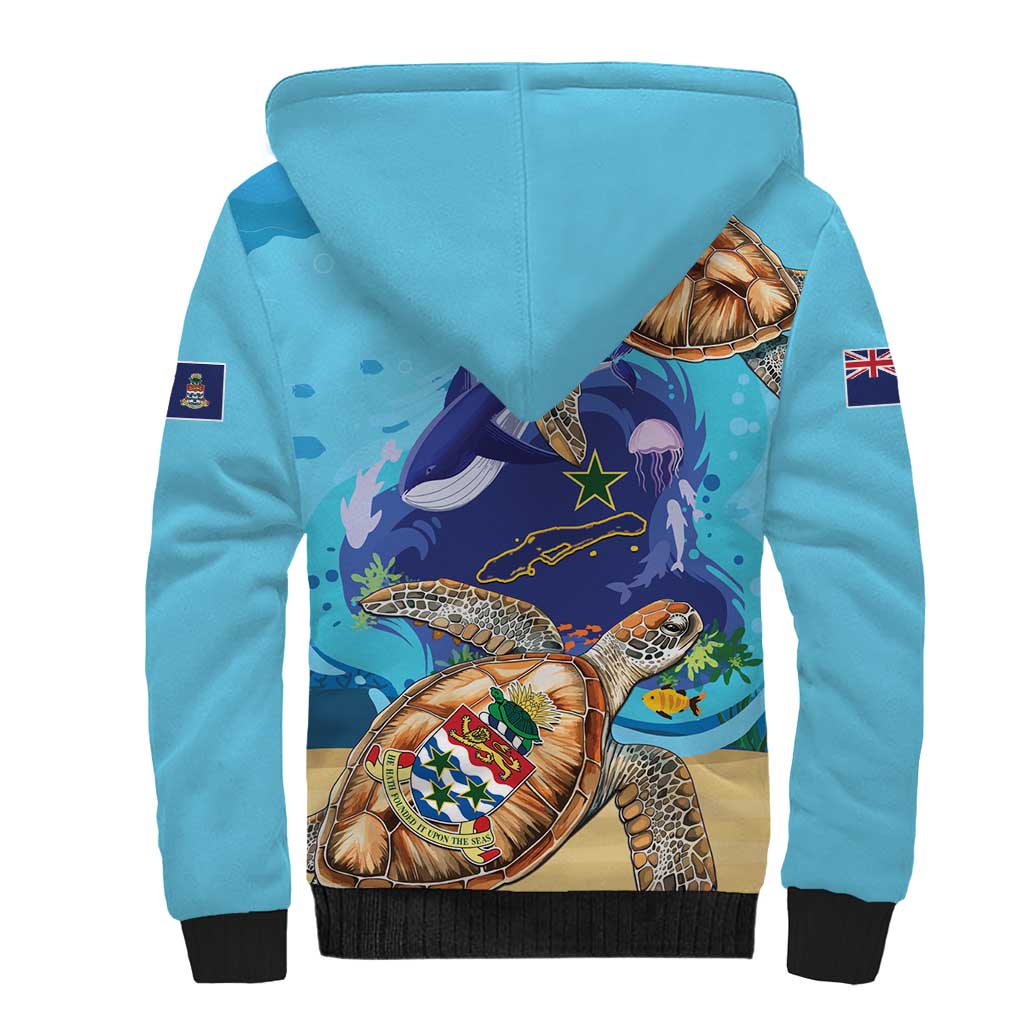 Little Cayman Map Sea Turtle Sherpa Hoodie Ocean Vibes