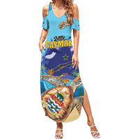 Little Cayman Map Sea Turtle Summer Maxi Dress Ocean Vibes