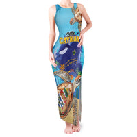 Little Cayman Map Sea Turtle Tank Maxi Dress Ocean Vibes