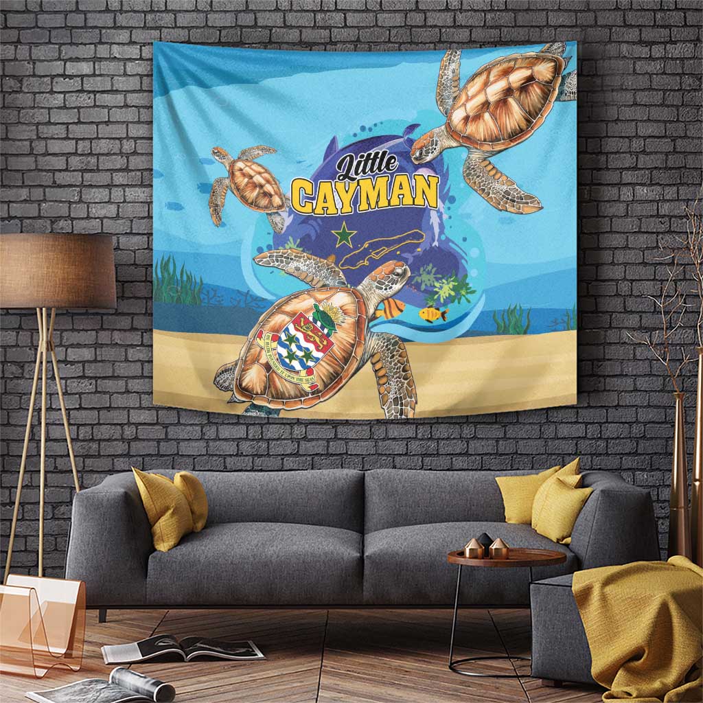 Little Cayman Map Sea Turtle Tapestry Ocean Vibes