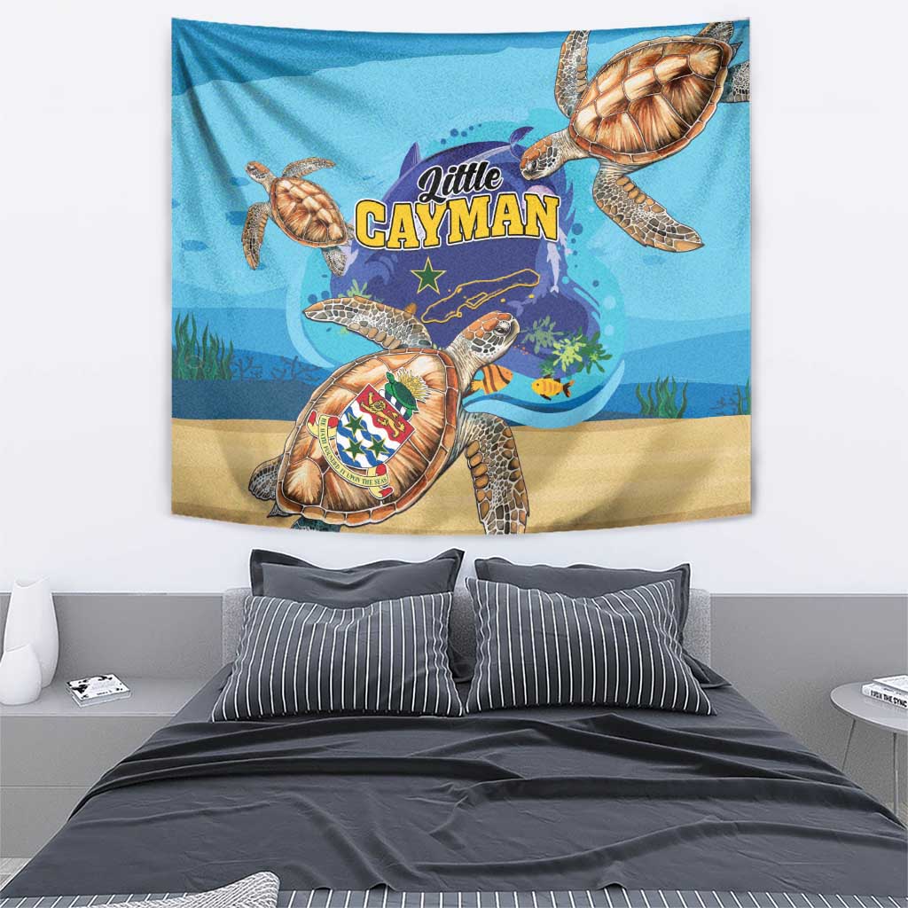 Little Cayman Map Sea Turtle Tapestry Ocean Vibes