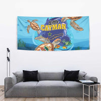 Little Cayman Map Sea Turtle Tapestry Ocean Vibes