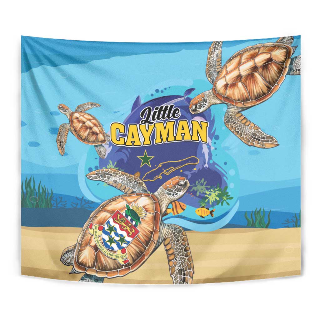 Little Cayman Map Sea Turtle Tapestry Ocean Vibes