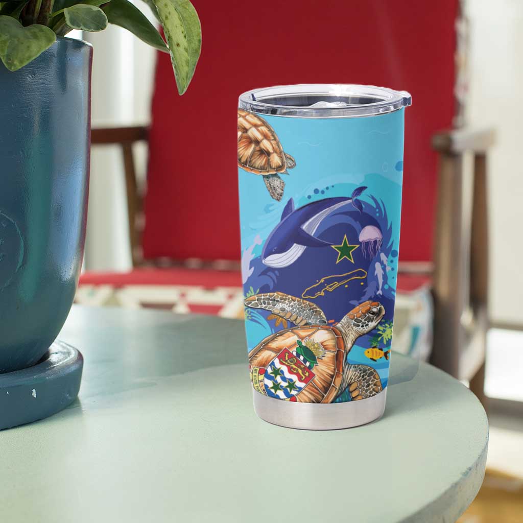Little Cayman Map Sea Turtle Tumbler Cup Ocean Vibes