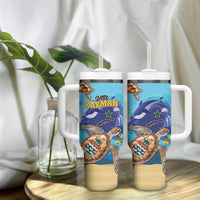 Little Cayman Map Sea Turtle Tumbler With Handle Ocean Vibes