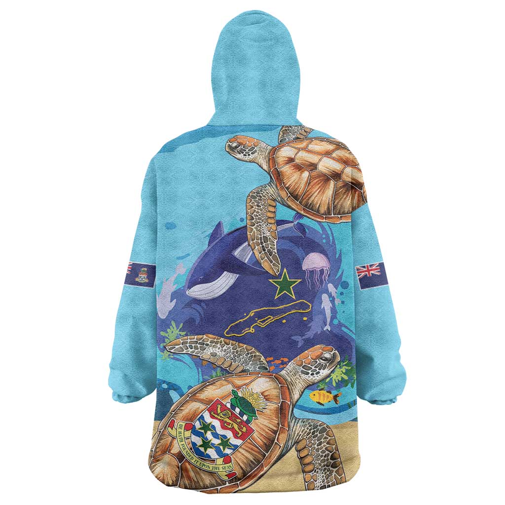 Little Cayman Map Sea Turtle Wearable Blanket Hoodie Ocean Vibes