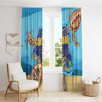 Little Cayman Map Sea Turtle Window Curtain Ocean Vibes