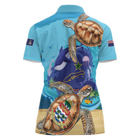 Little Cayman Map Sea Turtle Women Polo Shirt Ocean Vibes
