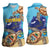 Little Cayman Map Sea Turtle Women Sleeveless Polo Shirt Ocean Vibes