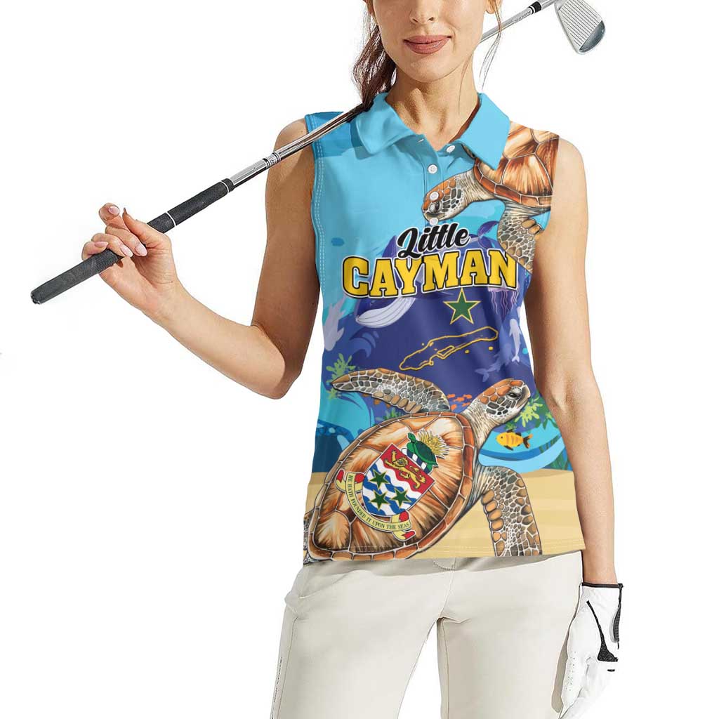 Little Cayman Map Sea Turtle Women Sleeveless Polo Shirt Ocean Vibes