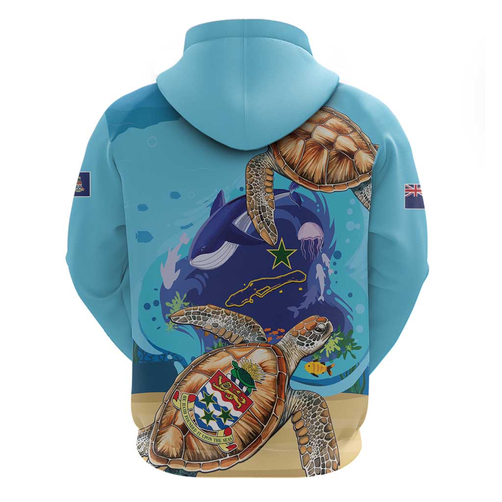Little Cayman Map Sea Turtle Zip Hoodie Ocean Vibes