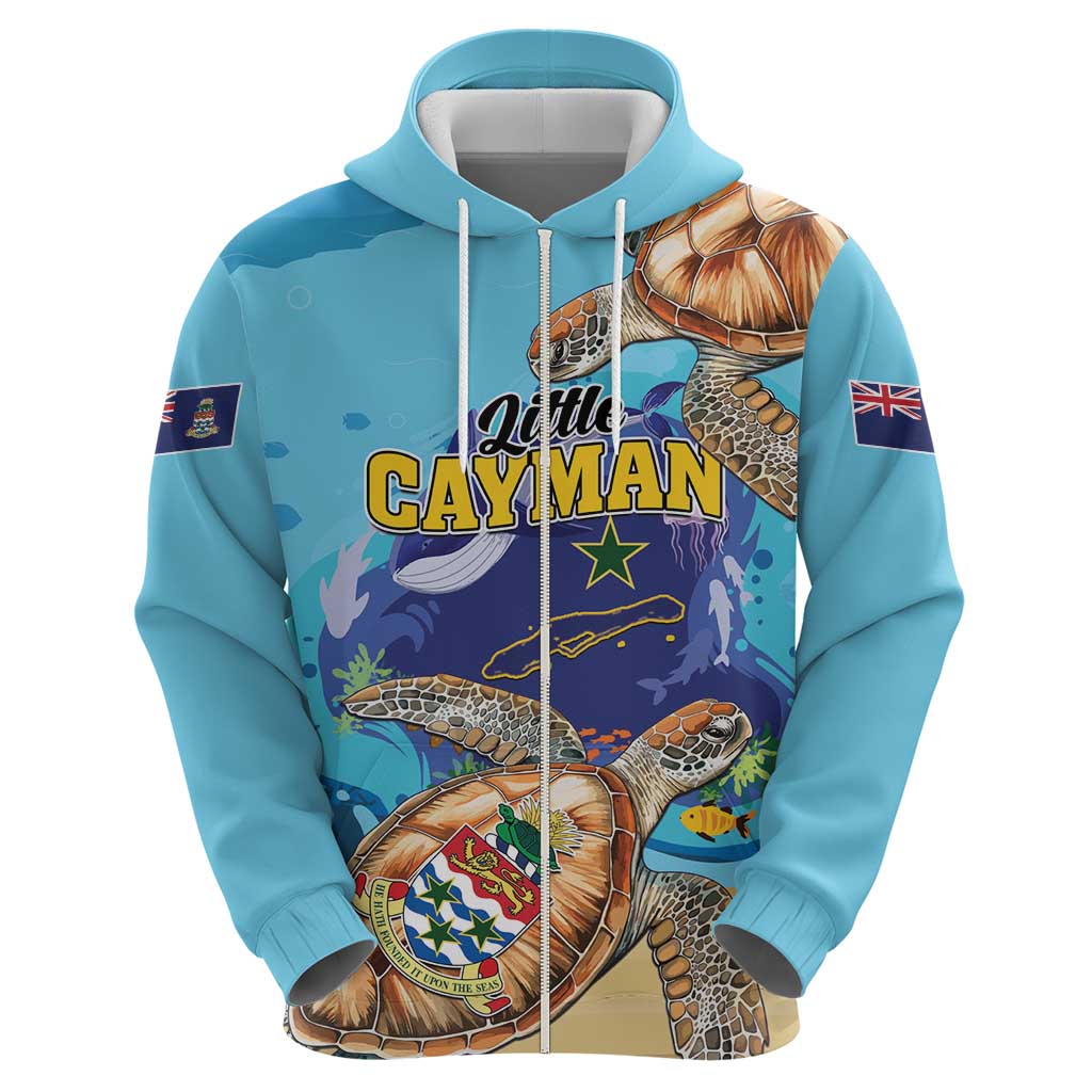 Little Cayman Map Sea Turtle Zip Hoodie Ocean Vibes