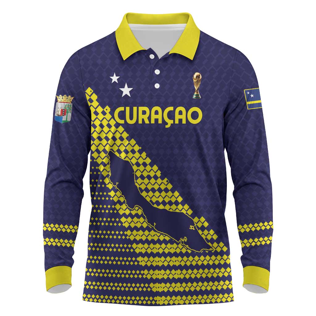 Custom Football 2026 Curacao Long Sleeve Polo Shirt Small island BIG dreams