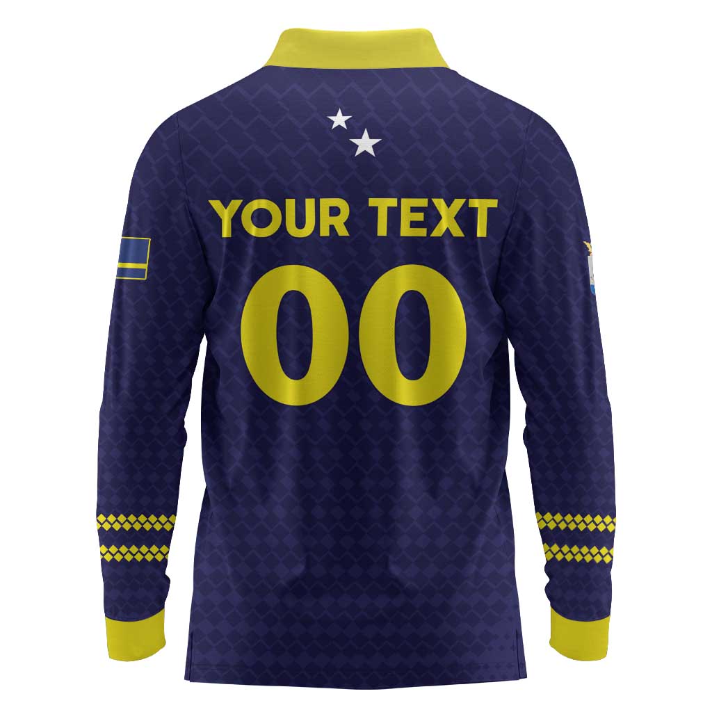 Custom Football 2026 Curacao Long Sleeve Polo Shirt Small island BIG dreams