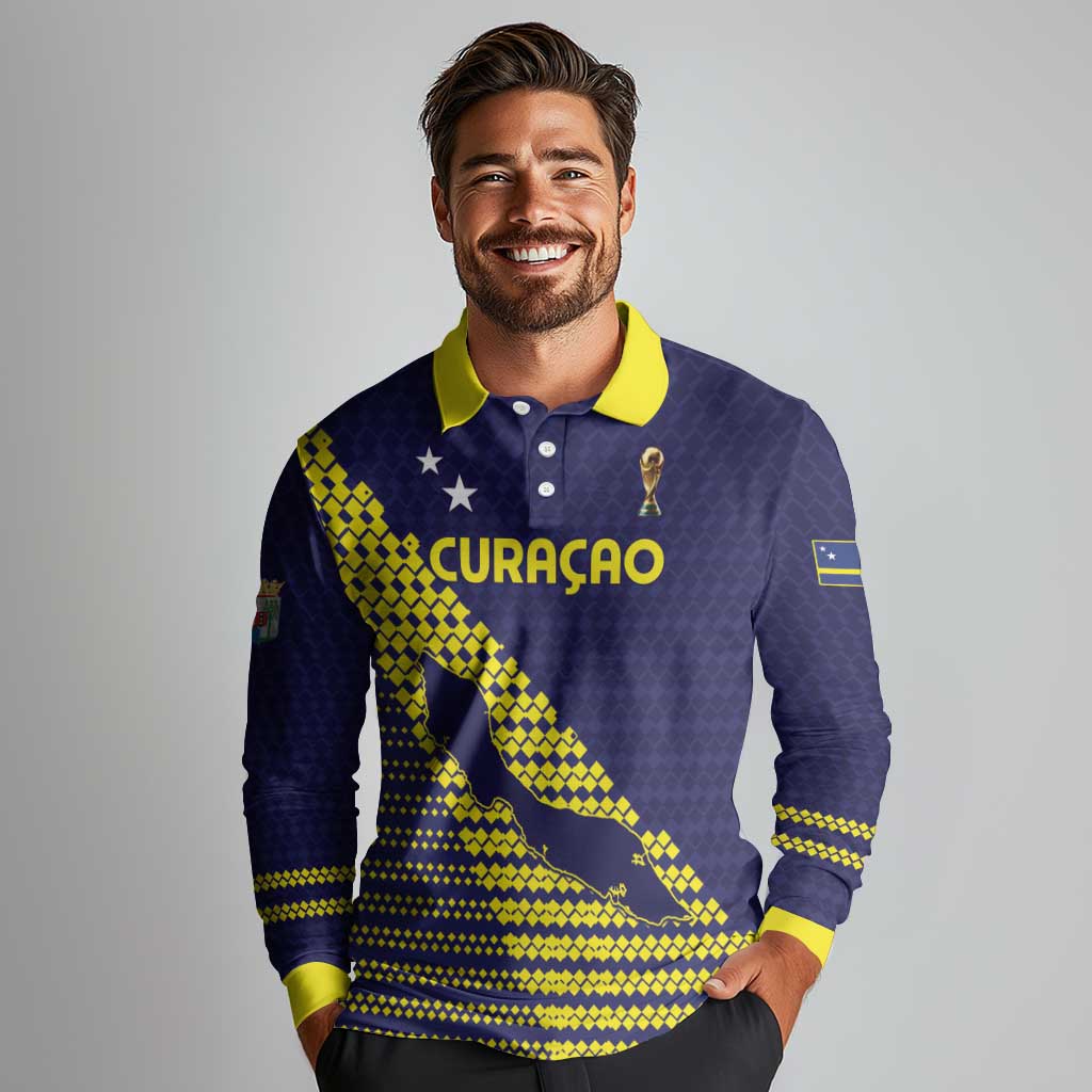 Custom Football 2026 Curacao Long Sleeve Polo Shirt Small island BIG dreams