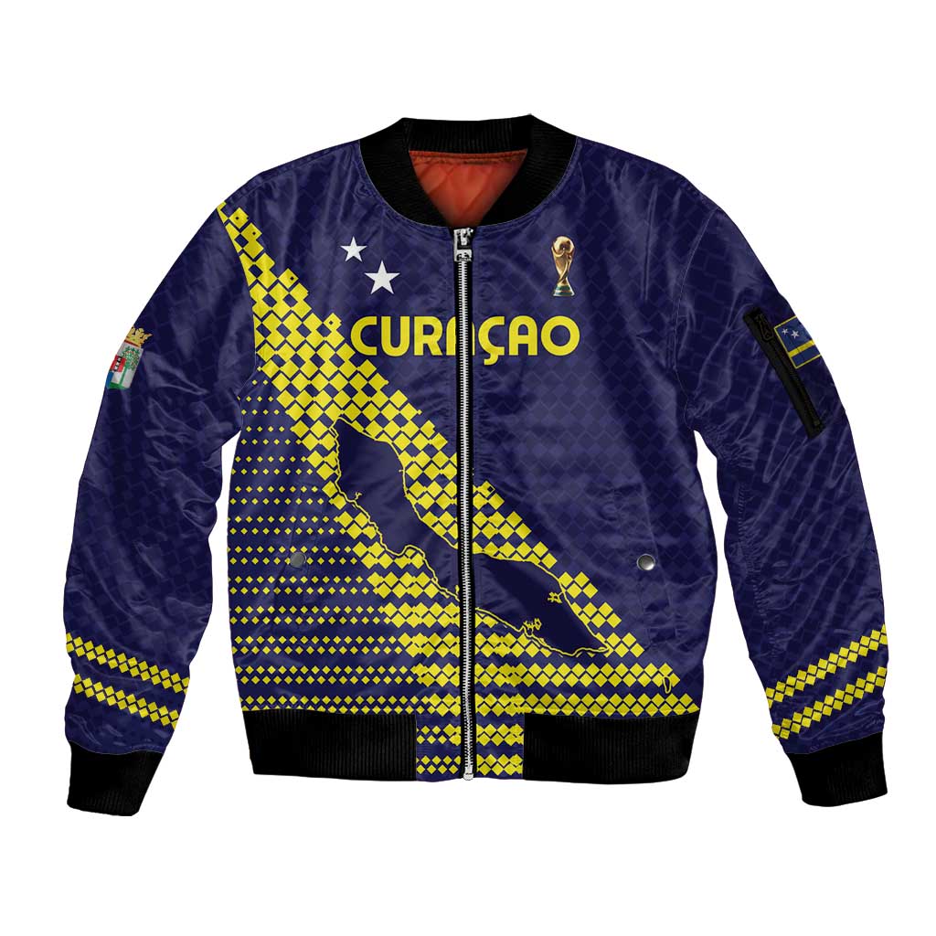 Custom Football 2026 Curacao Sleeve Zip Bomber Jacket Small island BIG dreams