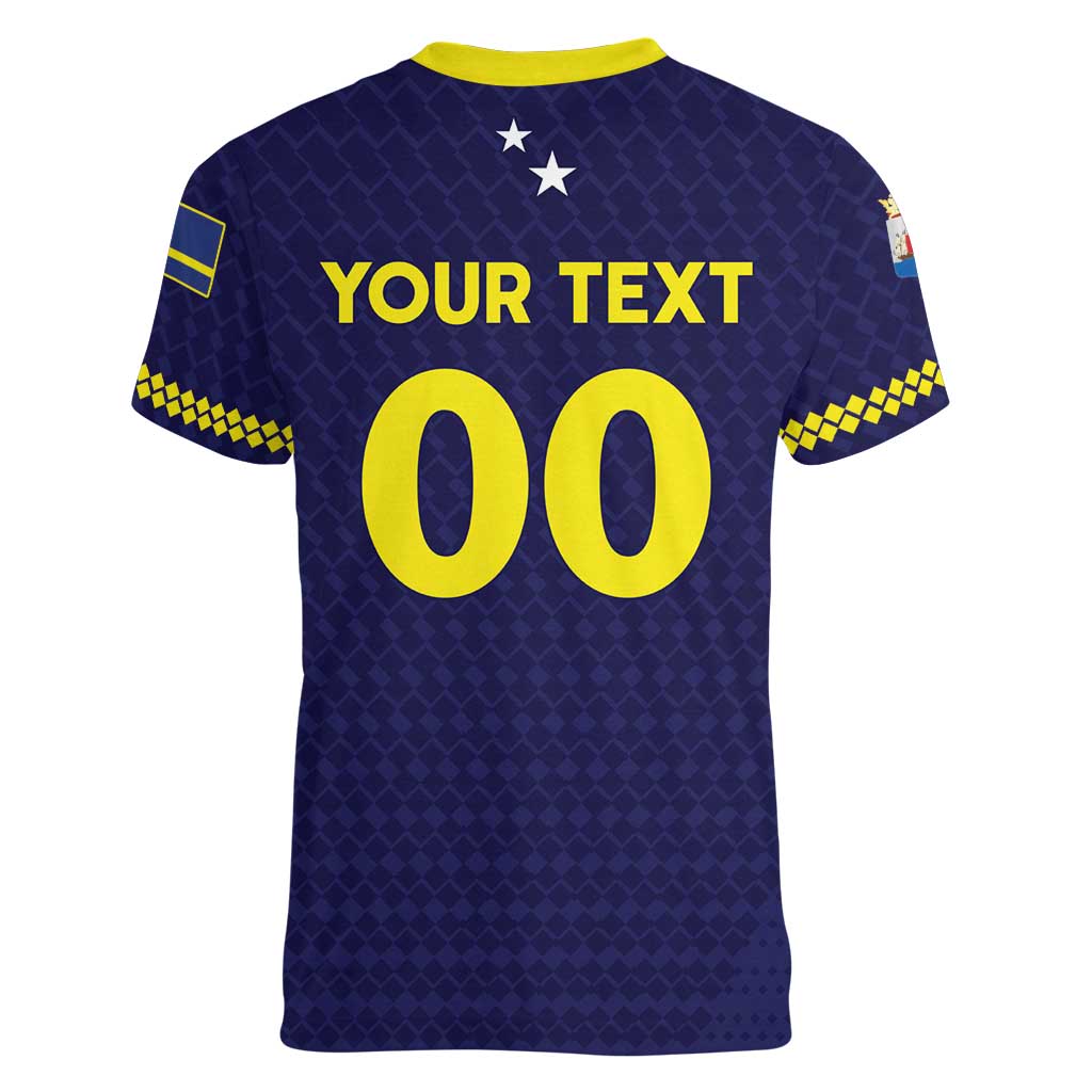 Custom Football 2026 Curacao Women V-Neck T-Shirt Small island BIG dreams