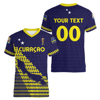 Custom Football 2026 Curacao Women V-Neck T-Shirt Small island BIG dreams