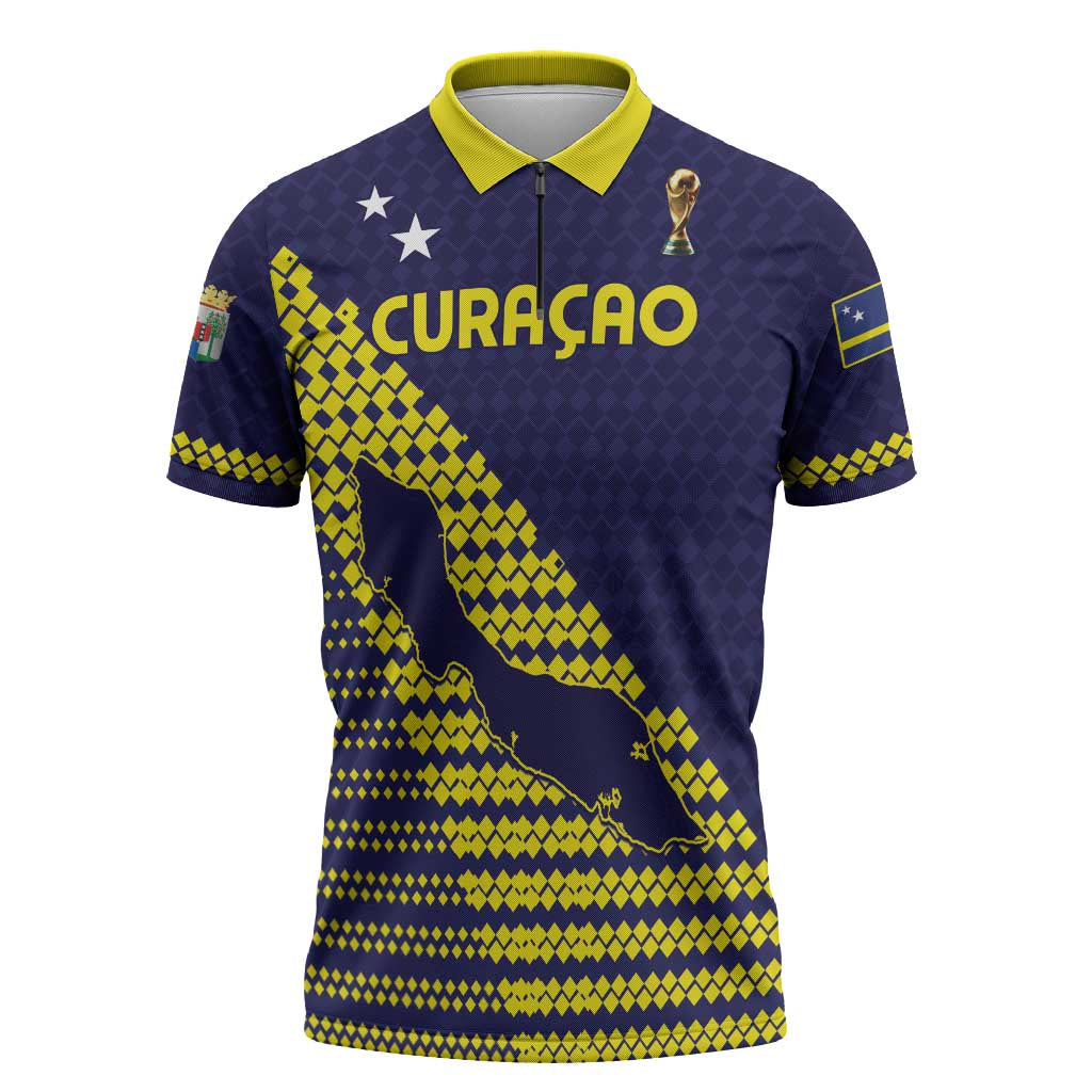 Custom Football 2026 Curacao Zipper Polo Shirt Small island BIG dreams