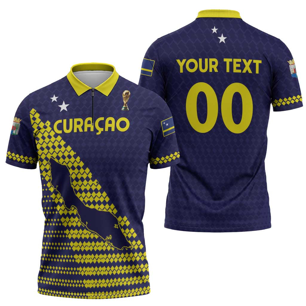 Custom Football 2026 Curacao Zipper Polo Shirt Small island BIG dreams