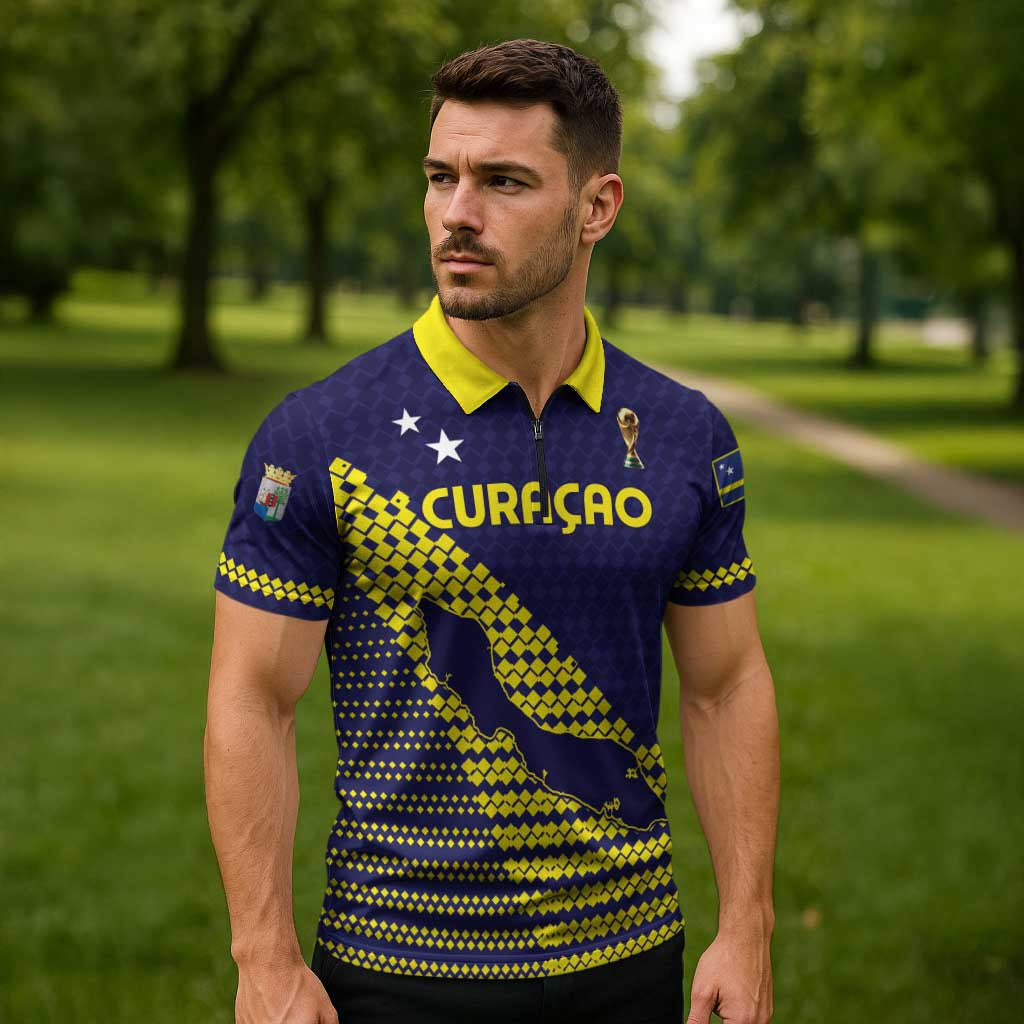 Custom Football 2026 Curacao Zipper Polo Shirt Small island BIG dreams