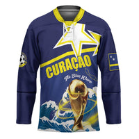Custom Football 2026 Curacao Hockey Jersey The Blue Wave Come On
