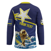 Custom Football 2026 Curacao Hockey Jersey The Blue Wave Come On