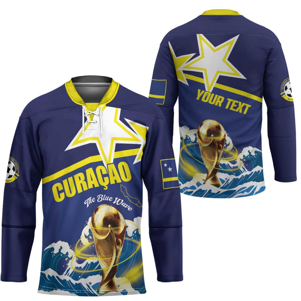 Custom Football 2026 Curacao Hockey Jersey The Blue Wave Come On