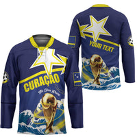 Custom Football 2026 Curacao Hockey Jersey The Blue Wave Come On