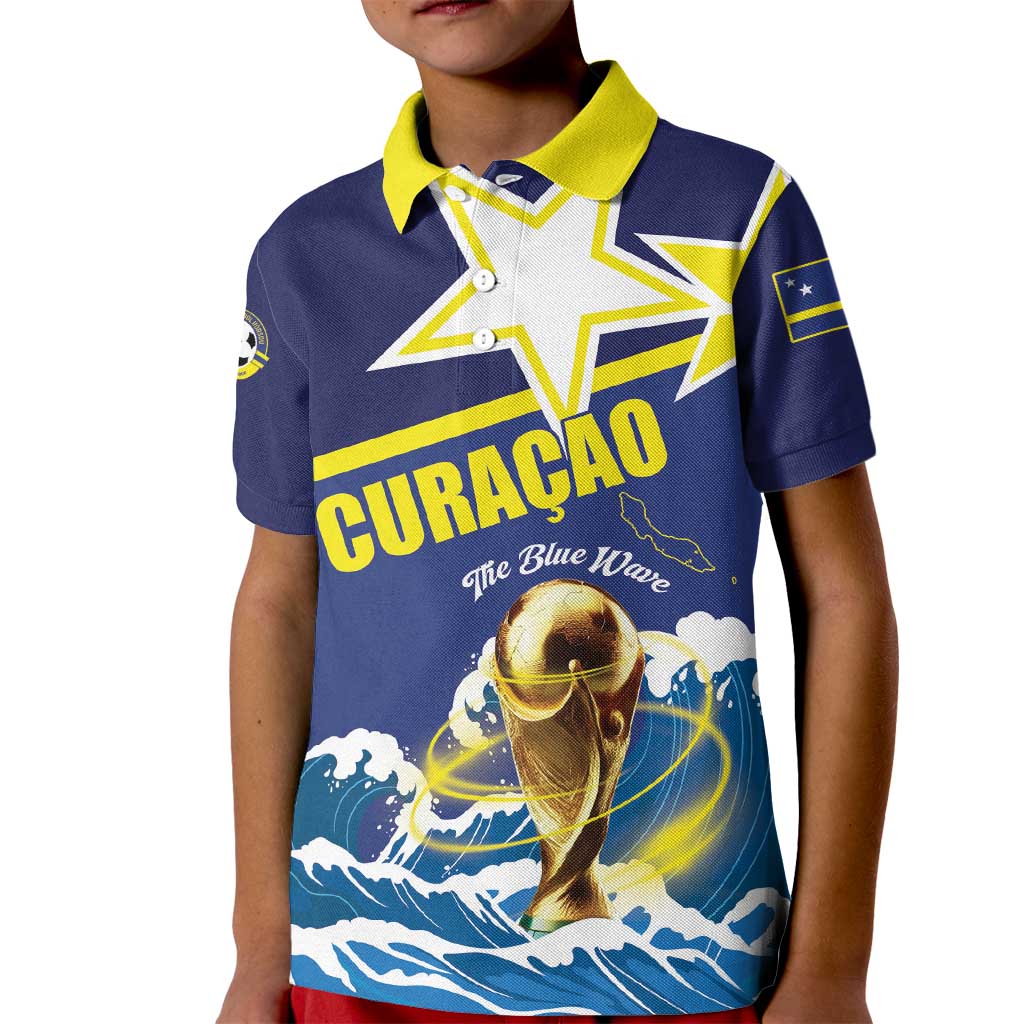 Custom Football 2026 Curacao Kid Polo Shirt The Blue Wave Come On