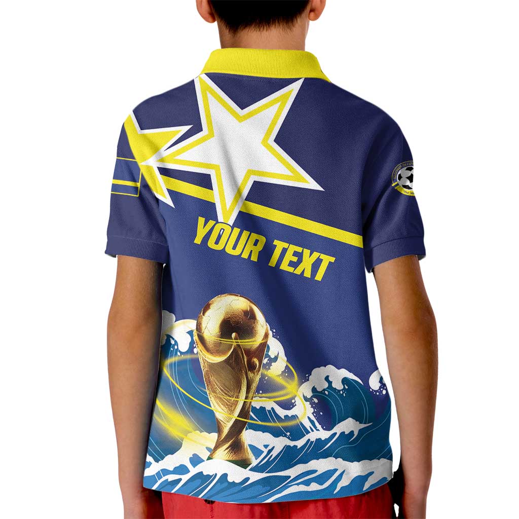 Custom Football 2026 Curacao Kid Polo Shirt The Blue Wave Come On