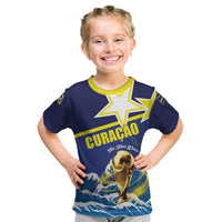 Custom Football 2026 Curacao Kid T Shirt The Blue Wave Come On
