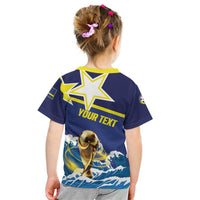 Custom Football 2026 Curacao Kid T Shirt The Blue Wave Come On