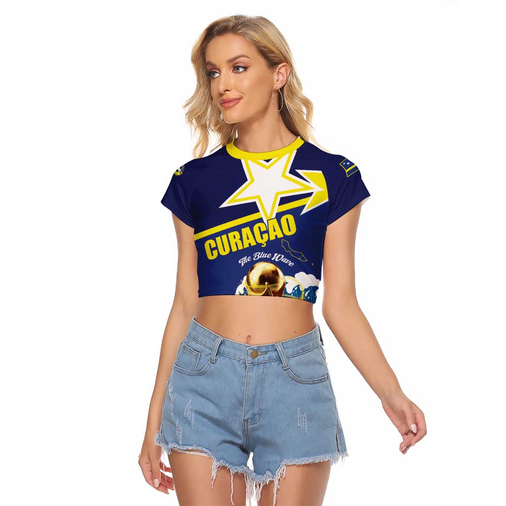 Custom Football 2026 Curacao Raglan Cropped T Shirt The Blue Wave Come On